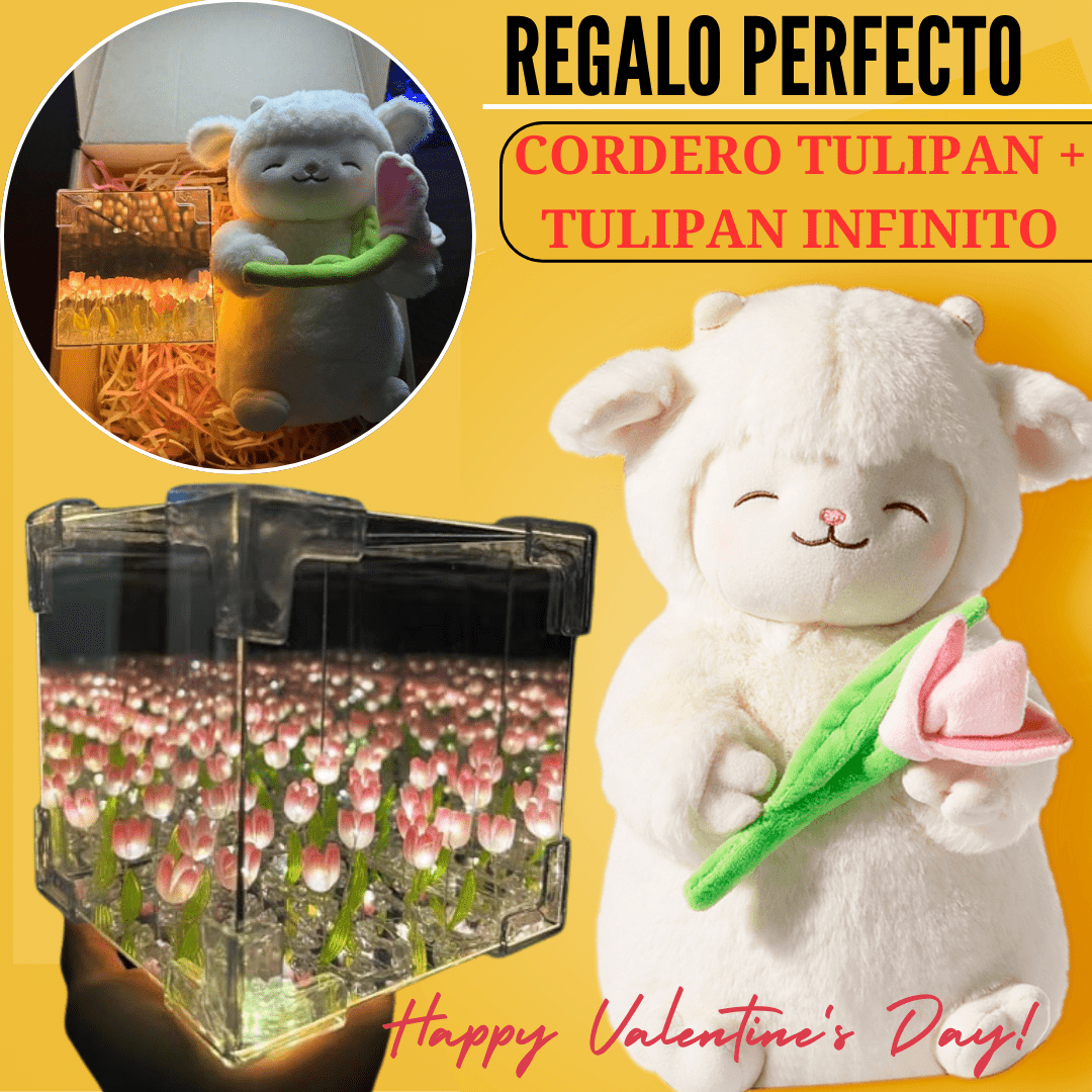 PELUCHE CORDEITO TULIPAN + TULIPAN INFINITO CAJA DE REGALO - Aurea Shop✨️