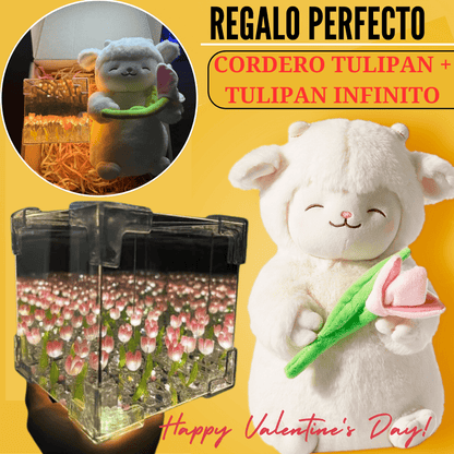 PELUCHE CORDEITO TULIPAN + TULIPAN INFINITO CAJA DE REGALO - Aurea Shop✨️
