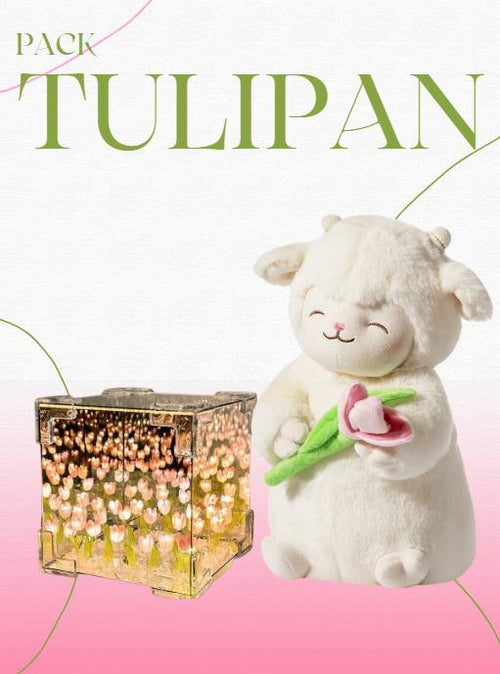 PELUCHE CORDEITO TULIPAN + TULIPAN INFINITO CAJA DE REGALO - Aurea Shop✨️